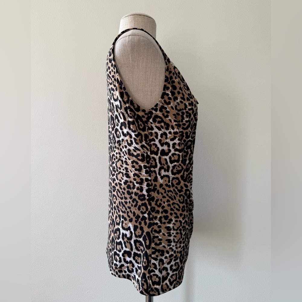 Ellen Tracy Leopard Print Cowl Neck Sleeveless Top Tank Blouse Animal Cheetah - Picture 5 of 8
